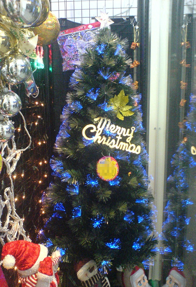 六呎藍白燈光纖聖誕樹 (多段可調)